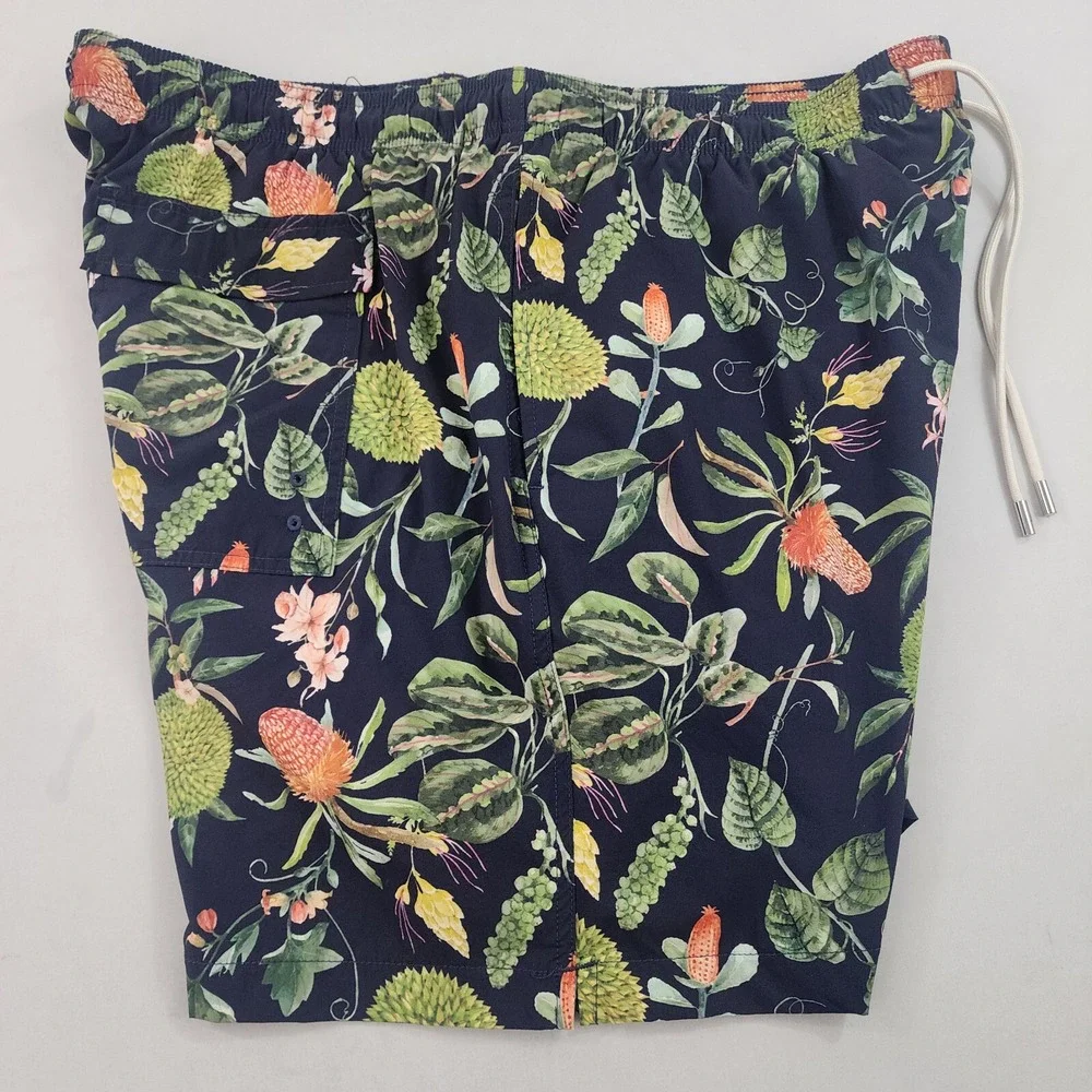 Express swimwear swim trunks shorts Extra Large XL navy floral pocket $68 mens